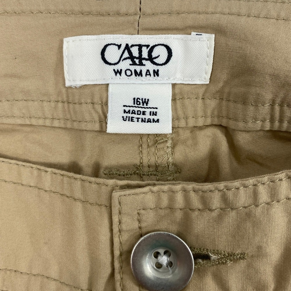 Cato Cargo Capri Pants Womens Plus Size 16W Tan Khaki Utility Crop Mid Rise Gorp - Picture 3 of 13